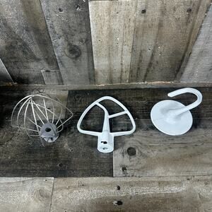 Lot of 3 - KitchenAid Stand Mixer Attachments Paddle Hook Whisk Pre Owned